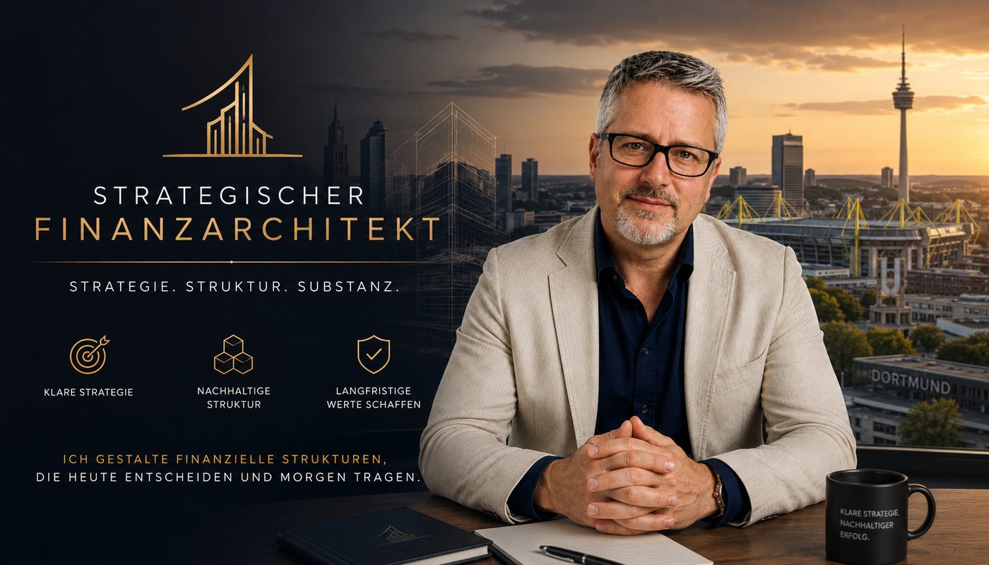 Markus Feistle – Benefit Berater und strategischer Finanzarchitekt vor der Skyline von Dortmund