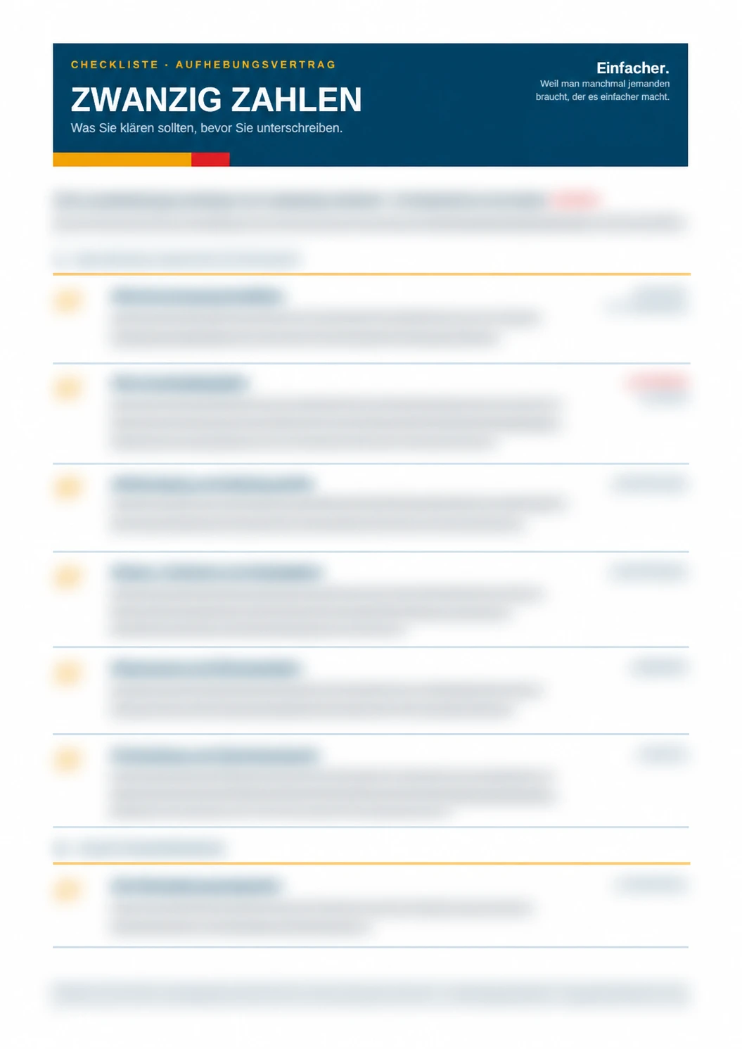 Vorschau der Checkliste Zwanzig Zahlen mit unkenntlichen Inhalten