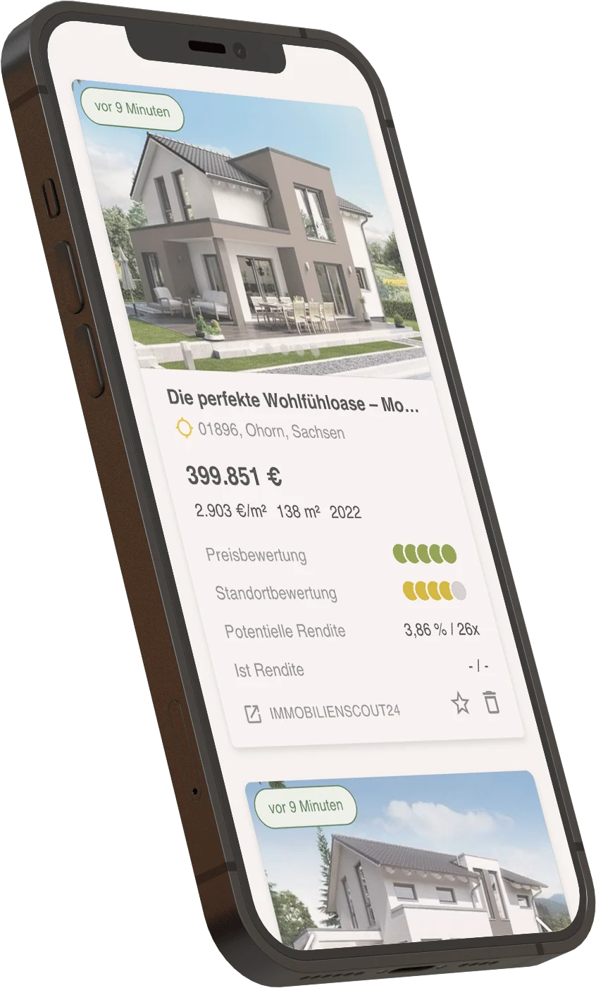 Beispiel der ThinkImmo-Immobiliensuche auf einem Smartphone